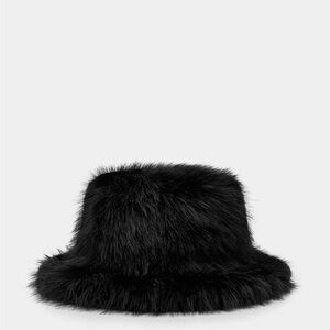 Elegant Black Faux Fur Bucket Hat